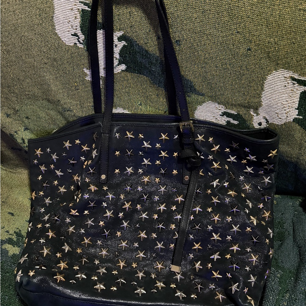 Jimmy Choo Black Sasha Star-Studded Tote